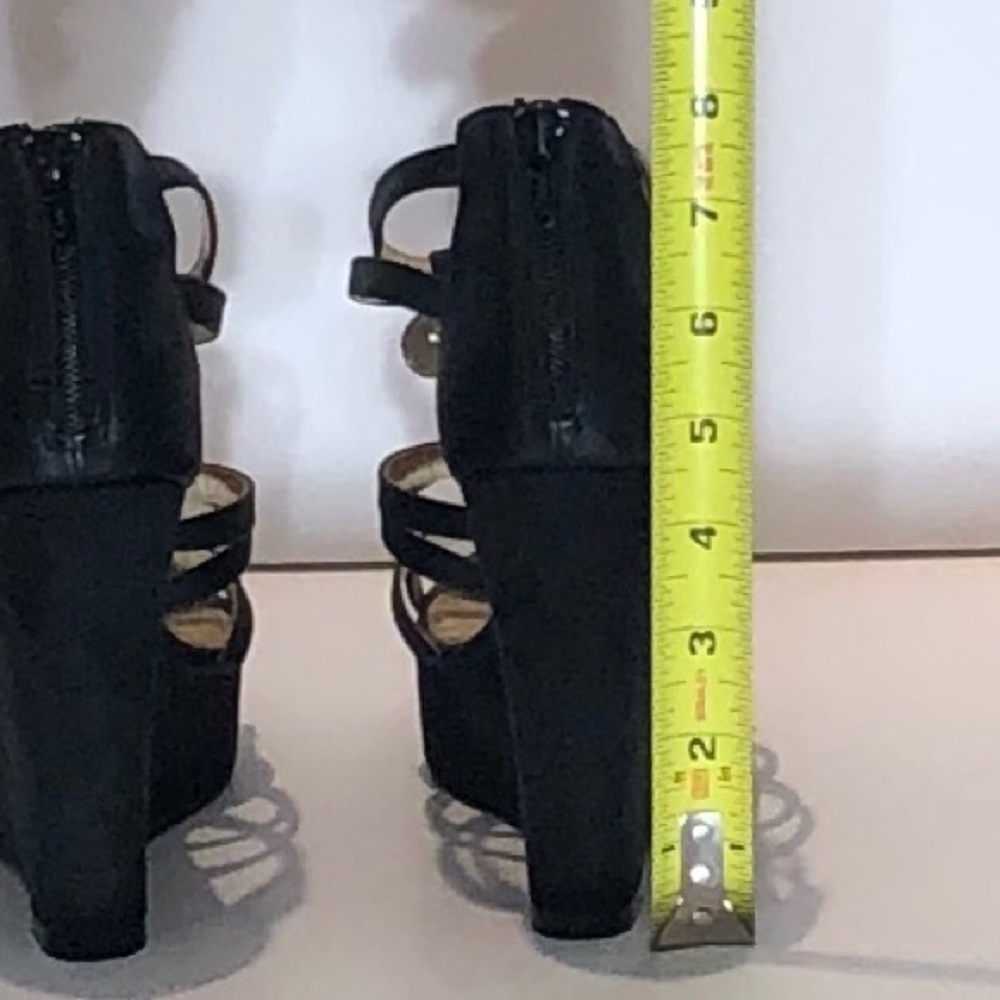 ALDO Black Wedge Sandals Sz 6 - Picture 10 of 15